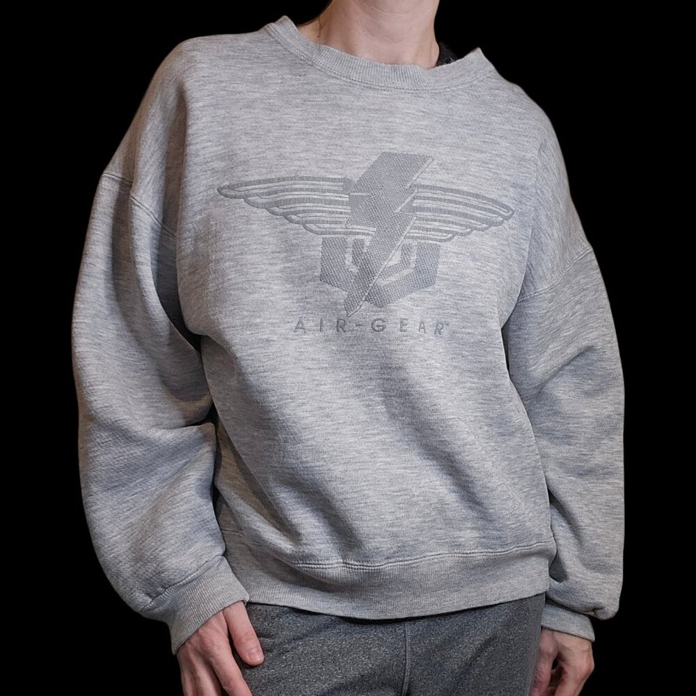 VTG Military Athletic Crewneck Sweatshirt Gray Sz XL‎ 80s Air Gear Boxy